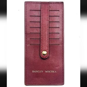 Badgley Mischka NIP Maroon Leather Card Holder I